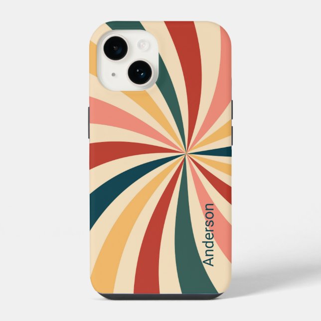 Modern Eligant Retro Line Monogram iPhone Case (Back)