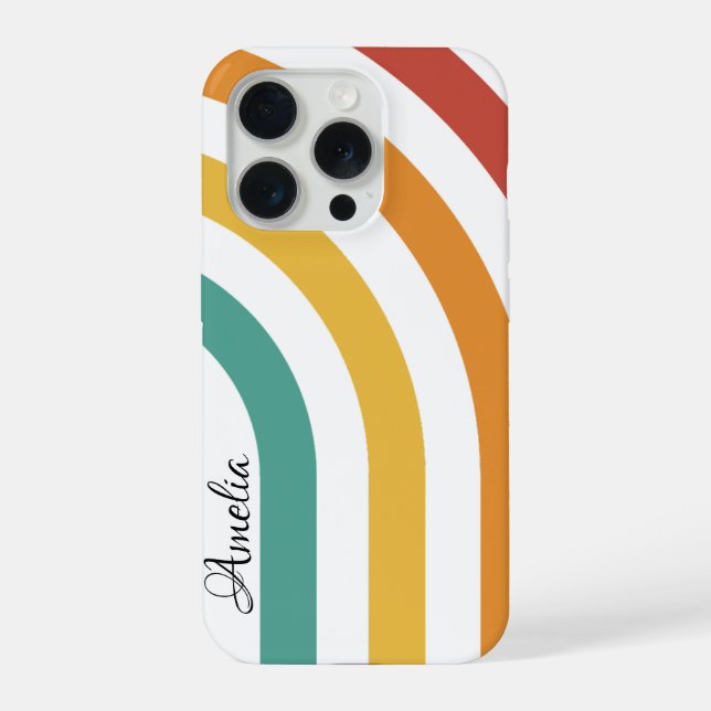 Modern Eligant Retro Line Monogram iPhone Case (Back)