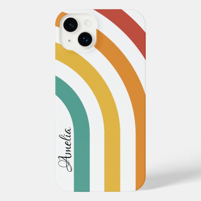 Modern Eligant Retro Line Monogram iPhone Case (Back)