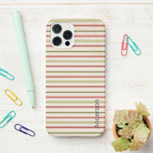 Modern Eligant Retro Line Monogram iPhone Case (On Desk)