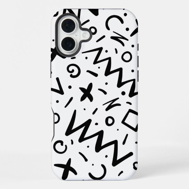 Modern Eligant Retro Line Monogram iPhone Case (Back)