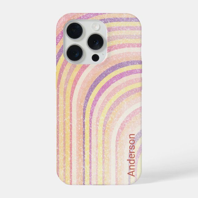 Modern Eligant Retro Line Monogram iPhone Case (Back)