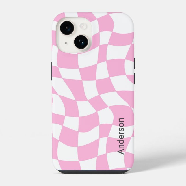 Modern Eligant Retro Line Monogram iPhone Case (Back)
