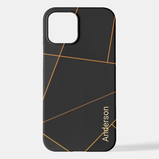 Modern Eligant Retro Line Monogram iPhone Case (Back)
