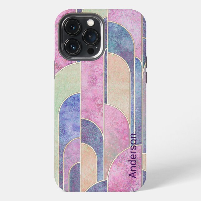 Modern Eligant Retro Line Monogram iPhone Case (Back)