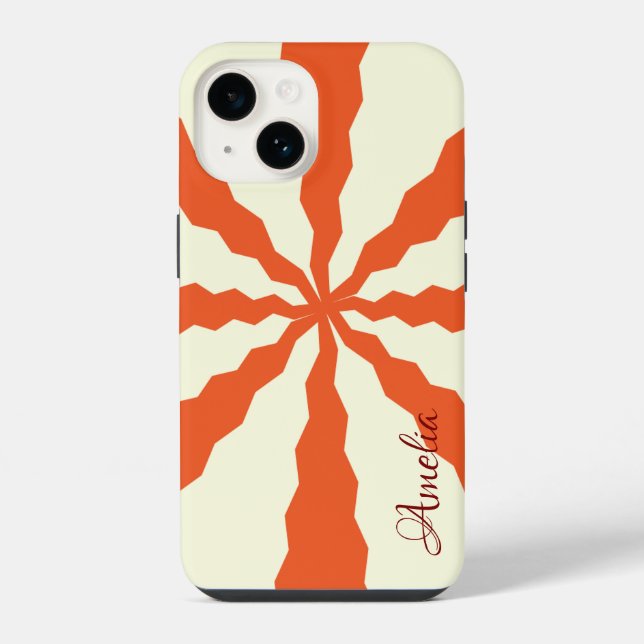 Modern Eligant Retro Line Monogram iPhone Case (Back)