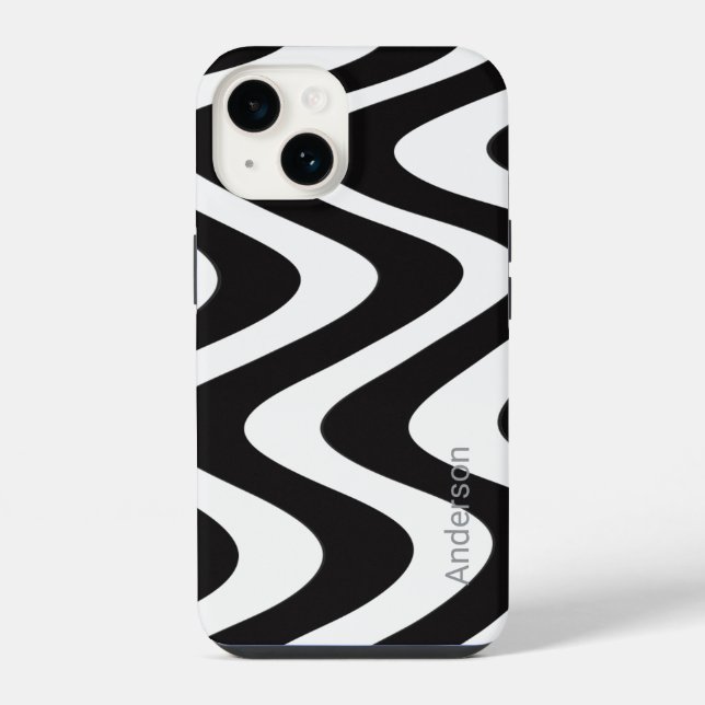 Modern Eligant Retro Line Monogram iPhone Case (Back)