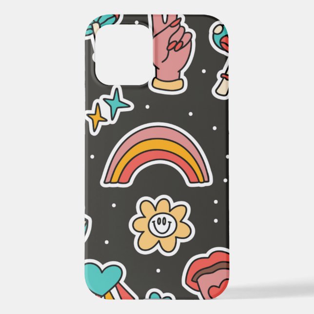 Modern Eligant Retro Line Monogram iPhone Case (Back)