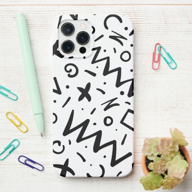 Modern Eligant Retro Line Monogram iPhone Case (On Desk)