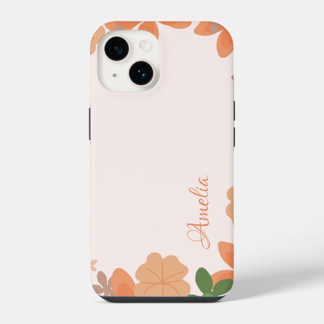 Modern Eligant Retro Line Monogram iPhone Case (Back)