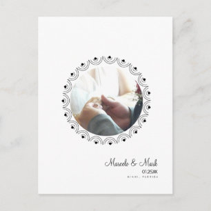 Modern Eloped Photo Circular Hearts Postcard