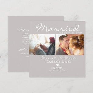 Modern Eloped Simple Heart Couples Celebration  Card