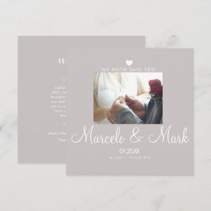 Modern Eloped Simple Heart Photo Celebration Card
