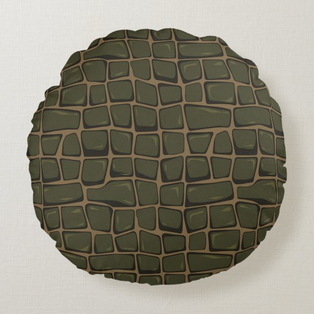 Modern Embossed Crocodile Skin Round Pillow (Front)