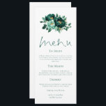 Modern Emerald and Gold Florals Wedding Menu Card<br><div class="desc">Modern Emerald and Gold Florals Wedding Menu Card. Available digitally and printed. Beautiful flowers are at the top,  with an elegant script for Menu and easy to personalise the rest of the text to your requirements.</div>
