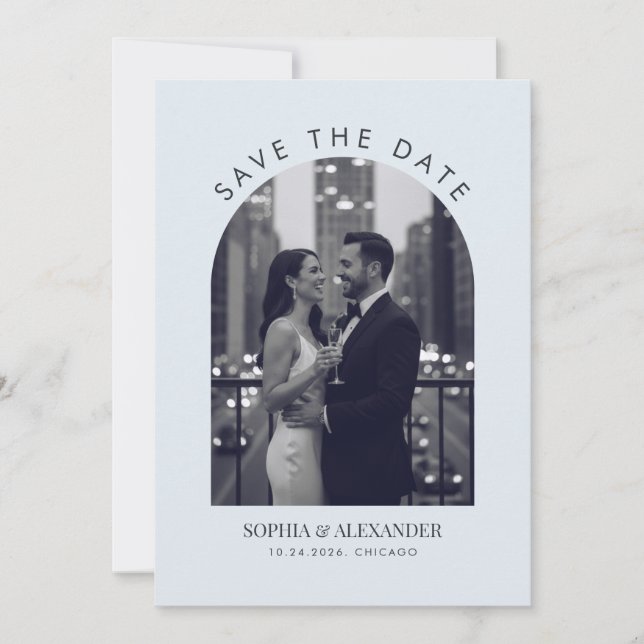 Modern Emerald Arch Photo Frame Holiday Card (Front)