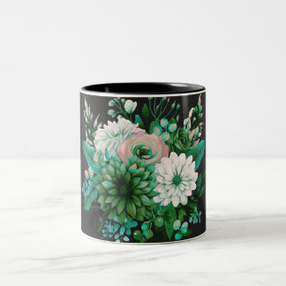 Modern Emerald Floral Garden Wedding Invitation Two-Tone Coffee Mug