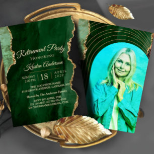 Modern Emerald Gold Retirement Party Invitation