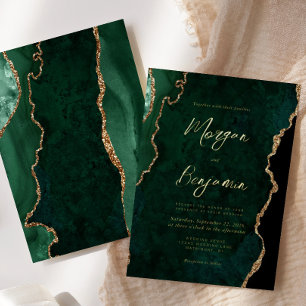 Modern Emerald Green Agate Script Wedding