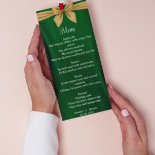  Modern Emerald green and gold  wedding menu 