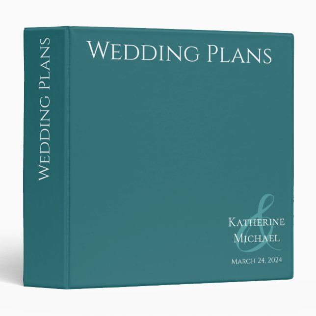 Modern Emerald Green and White-Wedding Plans- Binder (Front/Spine)