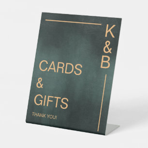 Modern Emerald Green Black Cards & Gifts Wedding Pedestal Sign