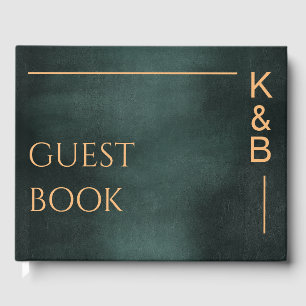 Modern Emerald Green Black Elegant Wedding Guest Book