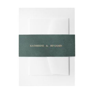 Modern Emerald Green Black Elegant Wedding Invitation Belly Band