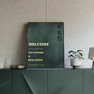Modern Emerald Green Black Welcome Gold Foil Prints