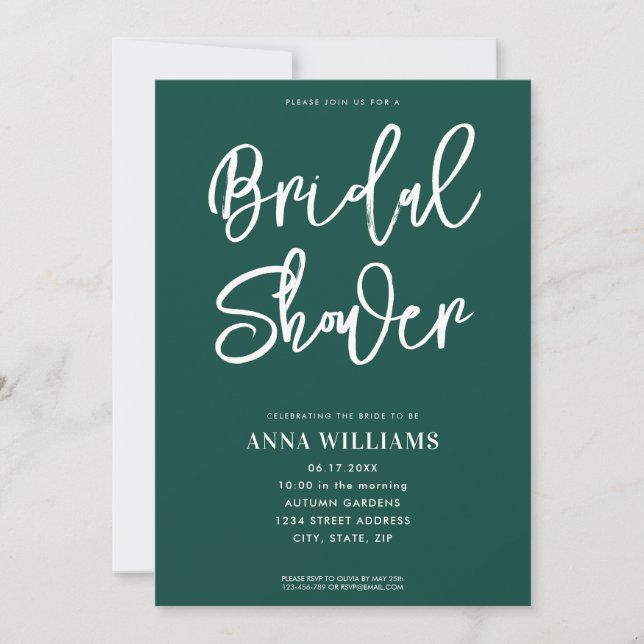 Modern Emerald Green Bridal Shower Invitation (Front)