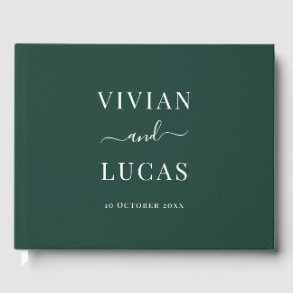 Modern Emerald Green Formal Minimal Wedding Guest Book
