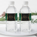 Modern Emerald Green Gold Agate Dark 50th Birthday Water Bottle Label<br><div class="desc">This modern 50th birthday design features an emerald green watercolor agate and gold faux glitter border on the left and right sides. Personalize it with the guest of honour's name in elegant gold-coloured handwriting script over a large "50th" on an off-black background,  with the date below.</div>