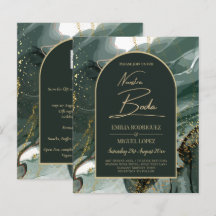 Modern Emerald Green Gold Agate Marble WEDDING