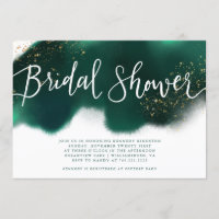 Modern Emerald Green Gold Glitter Bridal Shower