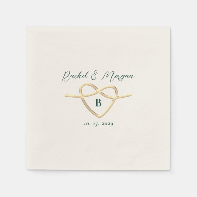 Modern Emerald Green Monogram Wedding Napkin (Front)