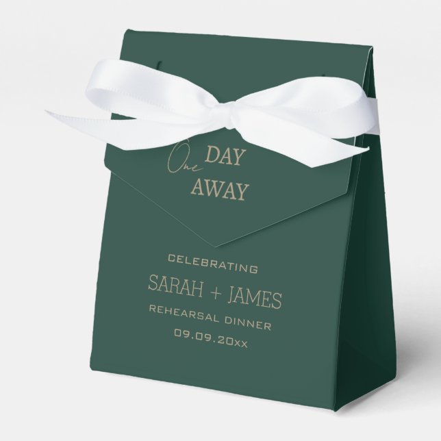 Modern Emerald Green One Day Away Wedding Party  Favor Box (Front Side)