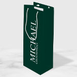 Modern Emerald Green Personalized Groomsman Wine Gift Bag<br><div class="desc">Modern Personalized Groomsman Gifts
featuring personalized groomsman's name and title in white classic serif font style on emerald green background.

Also perfect for Best Man,  Father of the Bride and more.</div>