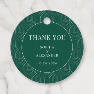 Modern Emerald Green & Silver Arch Favour Tags