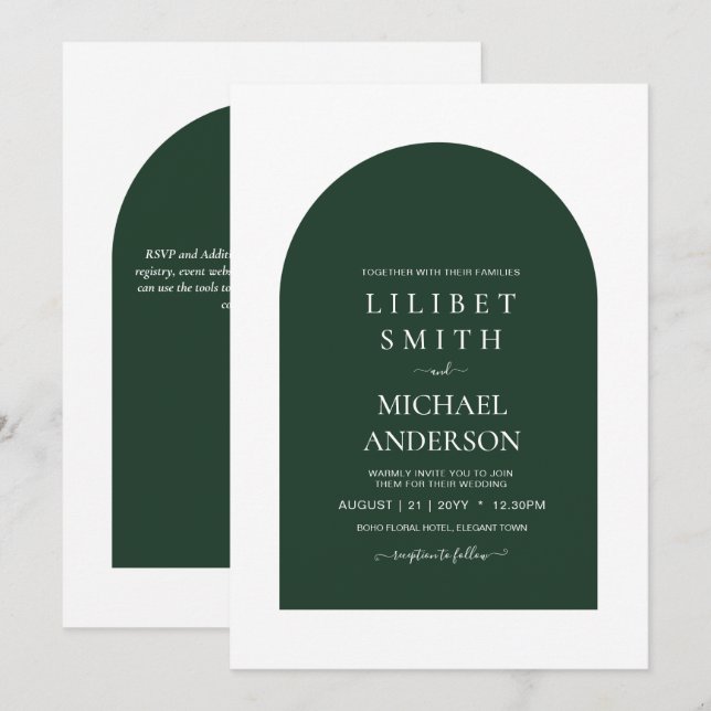 Modern Emerald Green Typography Wedding (Front/Back)
