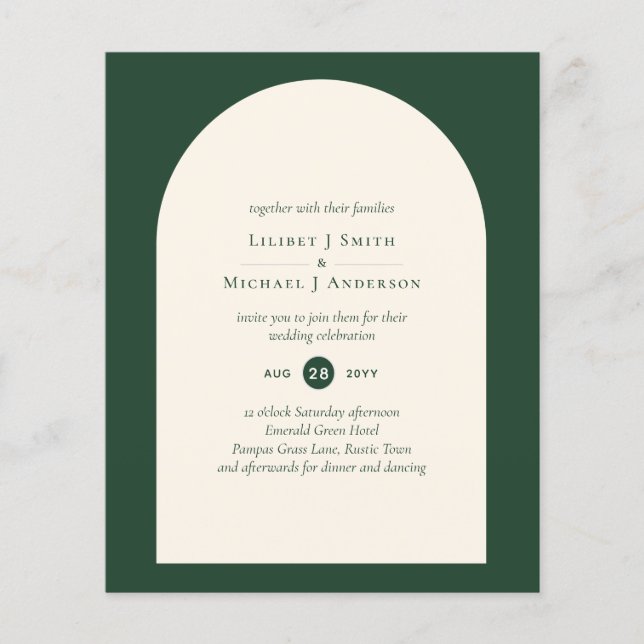 Modern Emerald Green Typography Wedding Flyer (Front)