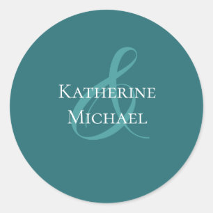 Modern Emerald Green Wedding- Classic Round Sticker