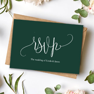 Modern Emerald Green Wedding Meal Choice Card