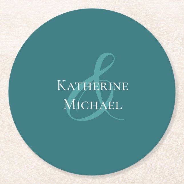 Modern Emerald Green Wedding Paper Coaster (Front)