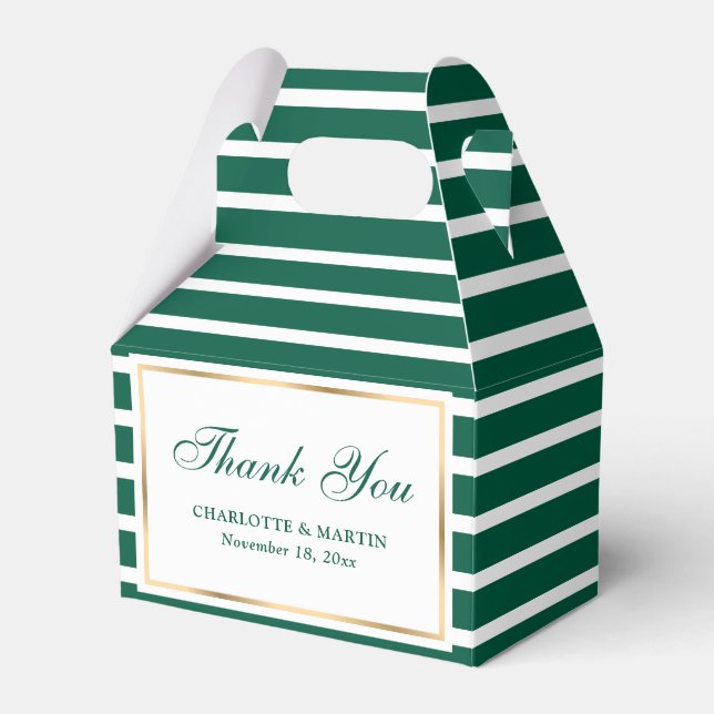 Modern Emerald Green Wedding Thank You Favor Box (Front Side)