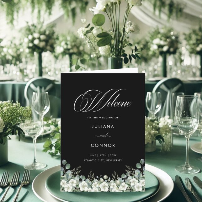 Modern Emerald Greenery Wedding Program (Creator Uploaded)