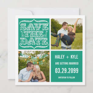 Modern Emerald Jade Save the Date Photo Cards