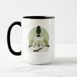 Modern Emerald Meditating Silhouette Mug