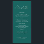 Modern Emerald Name Place Card Wedding Dinner Card<br><div class="desc">This modern guest name menu card is the ultimate way to make a statement at your wedding reception. Simply personalize the name,  details and add to cart. Then repeat,  adding to cart for each guest.</div>