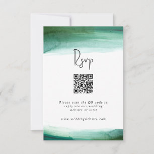 Modern Emerald Watercolor Wedding RSVP