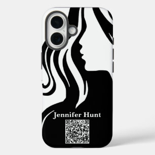 Modern , Employee, Black&white QR Code  iPhone 16 Case